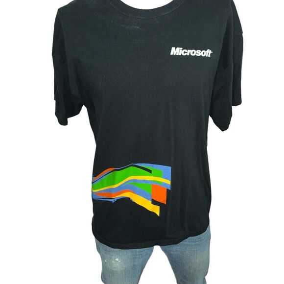 Microsoft Windows Rainbow Promo Y2K T Shirt "LOOK" - Picture 1 of 8